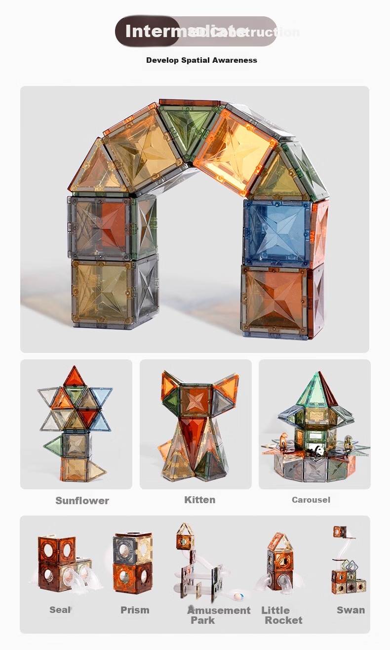Childhood Infinite Magnetic Tiles Faceted Toy Children's Educational Toy Strong Magnet (Holiday Gift Box Edition Pipeline Nature 100) 11