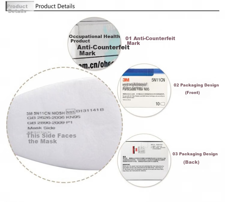 3M 5N11CN N95 Particulate Pre-Filter Cotton 10 Pieces/Box 1 Box (Mixed Old and New Versions) 2
