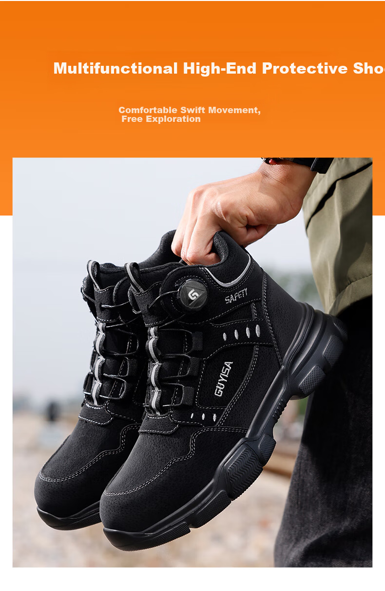 JUNBU Men's Steel Toe Safety Work Shoes Anti-Smash Puncture Lightweight Comfortable Functional Shoes F155BKT Size 44 14
