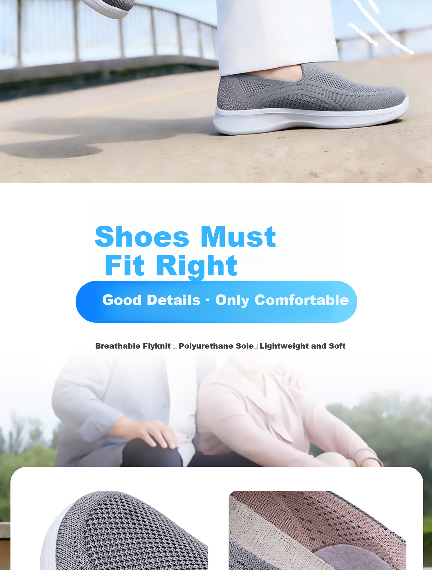 BUSHEYUAN Slip-On Casual Flyknit Middle-Aged and Elderly Sports Walking Shoes Old Beijing Cloth Shoes Women 610-8139 Taro Purple Size 37 2