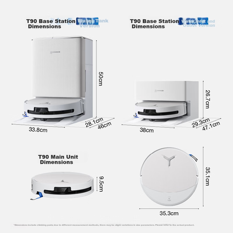 Ecovacs T90 PRO Robot Vacuum Cleaner - New Release, 4-in-1 Vacuum, Mop, Wash, Dry with Automatic Cleaning, Dust Collection, Hot Water Mop Washing, Hot Air Drying, Drum Fresh Water Washing, Water Tank 