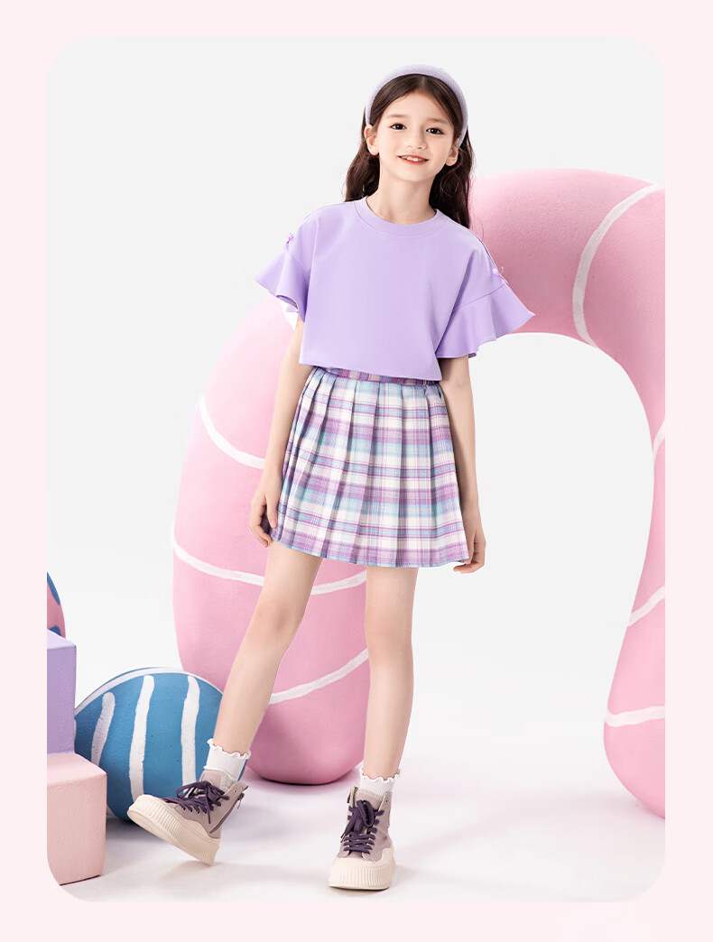 Mark Fairwhale Pleated Skirt Girls Short Skirt School Style Summer 2026 New JK Skirt Children's Sports Skirt White 130 18
