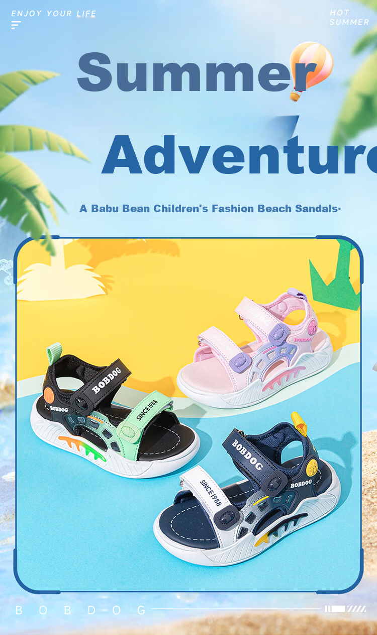 BOBDOG Kids Sandals Summer Boys Versatile Beach Shoes Children's Footwear 105542079 Navy Blue/White Size 27 1