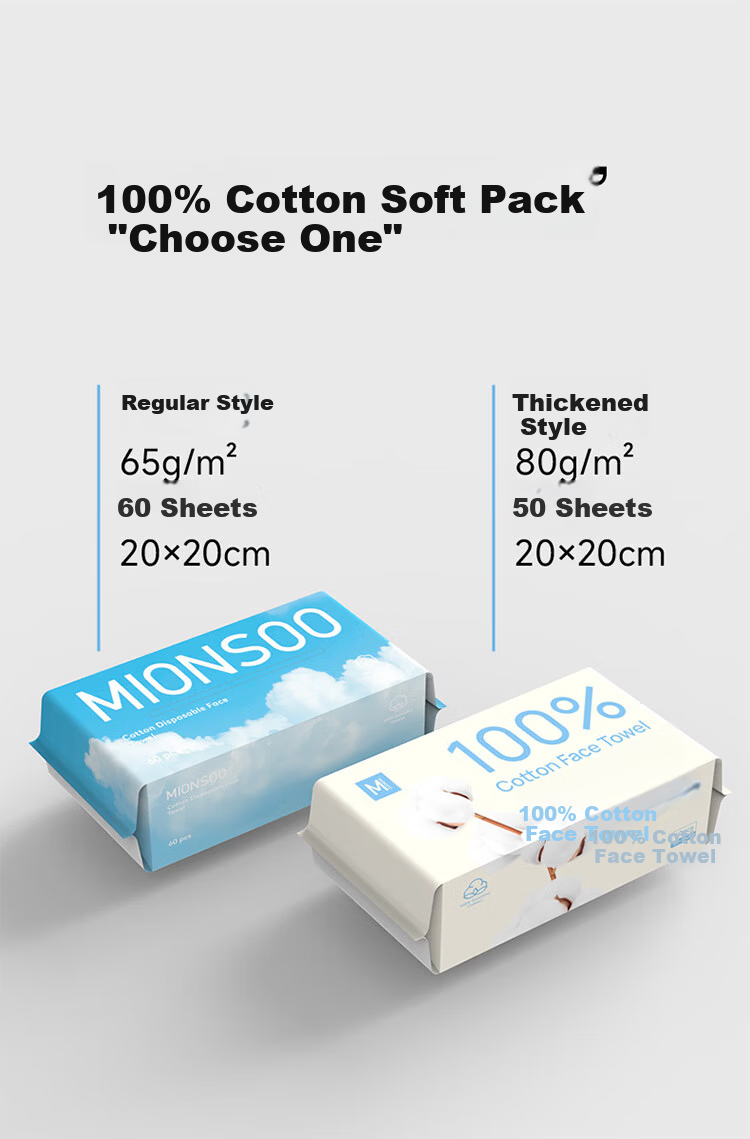 Mianshang Disposable Facial Cleansing Wipes, Soft Cotton Pads for Face Washing And Makeup Removal, Pure Cotton Towel Cotton Soft Wipes, 4-Pack 3