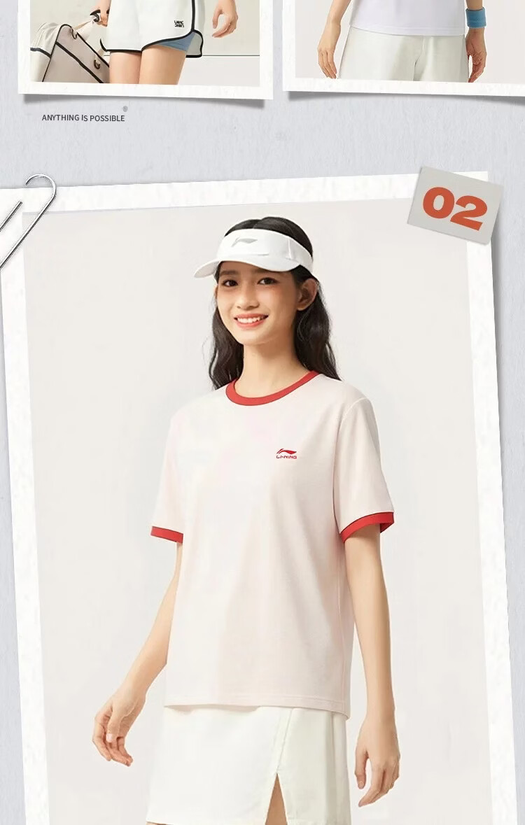 LI-NING Women's Summer Sports T-Shirt Comfortable Breathable Cool Short Sleeve Fashion Casual Versatile Tee Top 8
