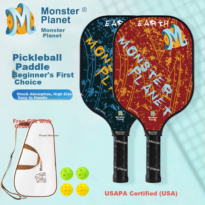 Monsterplanet Pickleball Paddle Set USAPA Certified Pickleball Training and Competition Equipment