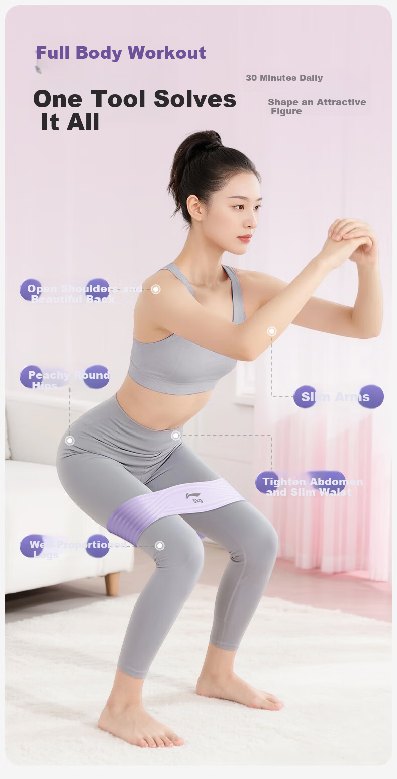 LI-NING Elastic Resistance Band Fitness Pull Rope Leg Resistance Loop Stretch Yoga Equipment Hip Assistance Rehabilitation 10kg 3