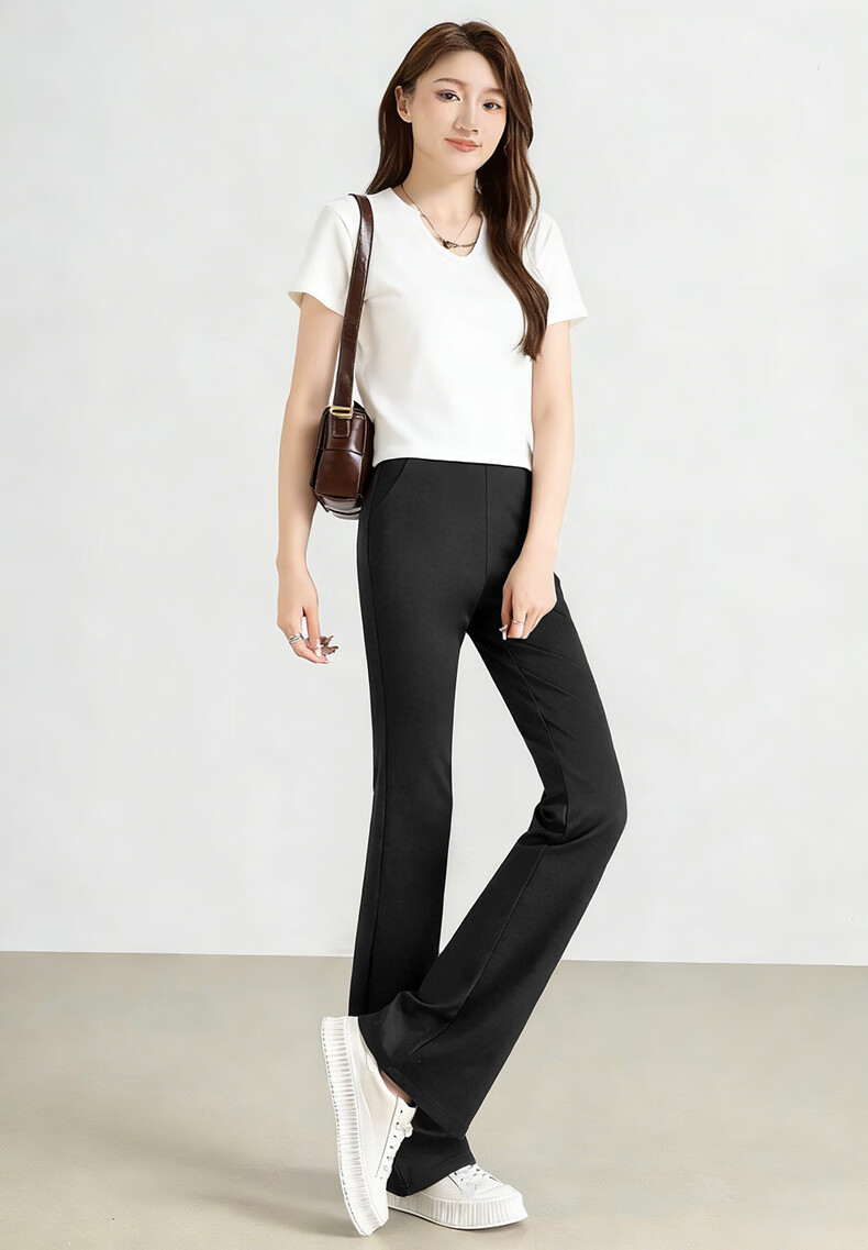 Jeanswest Women's Casual Pants Simple Korean Style Flared Trousers Spring Summer Slim High Waist Draped Coffee Color 2XL 8