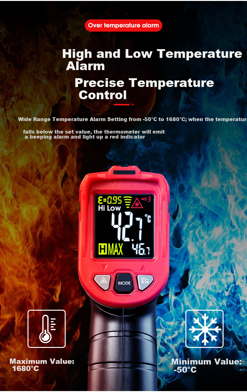 DELIXI ELECTRIC Industrial Infrared Thermometer High-Precision Temperature Gun for Oil, Kitchen Baking, and Water Temperature Measurement 7