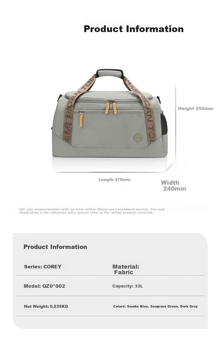 AMERICAN TOURISTER Multifunctional Fashionable Casual Travel Bag, Large Capacity Handbag, Luggage Bag for Outings, QZ0 Seaweed Gree 6