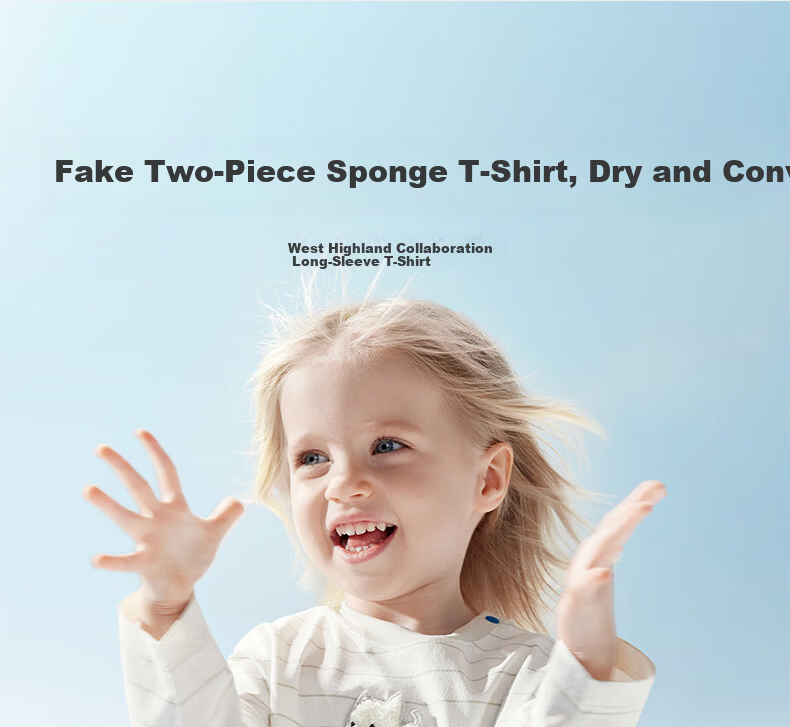 Babycare x West Highland Collaboration Spring Summer Kids Round Neck Long Sleeve T-Shirt Casual Top Lemongrass 80 1