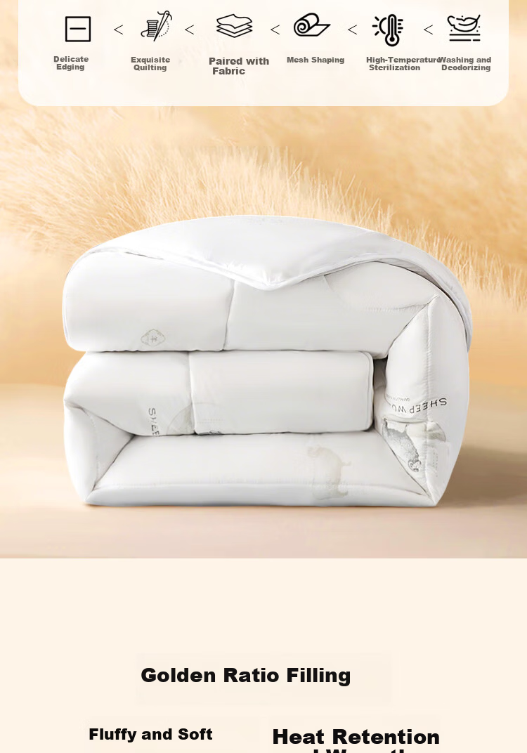 Yuan Life Four Seasons Thickened Quilt 51% Australian Wool Filling Warm Quilt 8 Jin 200*230cm 6