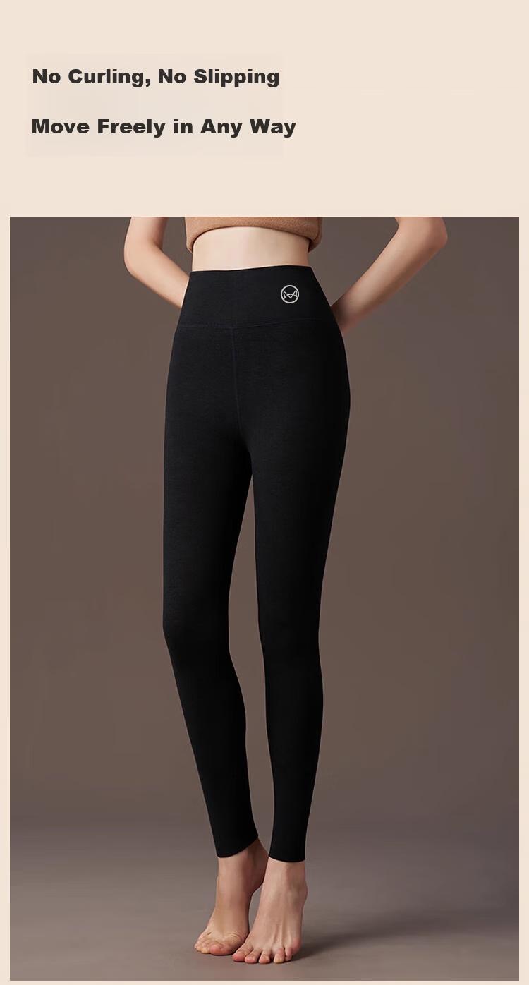 MiiOW Camel Silk Women's Thermal High-Waist Seamless Slimming Fleece-Lined Autumn Leggings Thermal Base Pants 12
