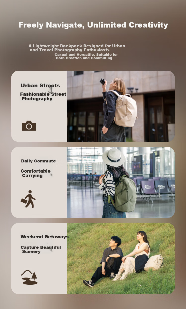 PGYTECH OneGoLite Camera Bag Dandelion DSLR Mirrorless Multifunctional Laptop Backpack Water-Resistant Urban Commuter Lightweight 12L Matte Black 2