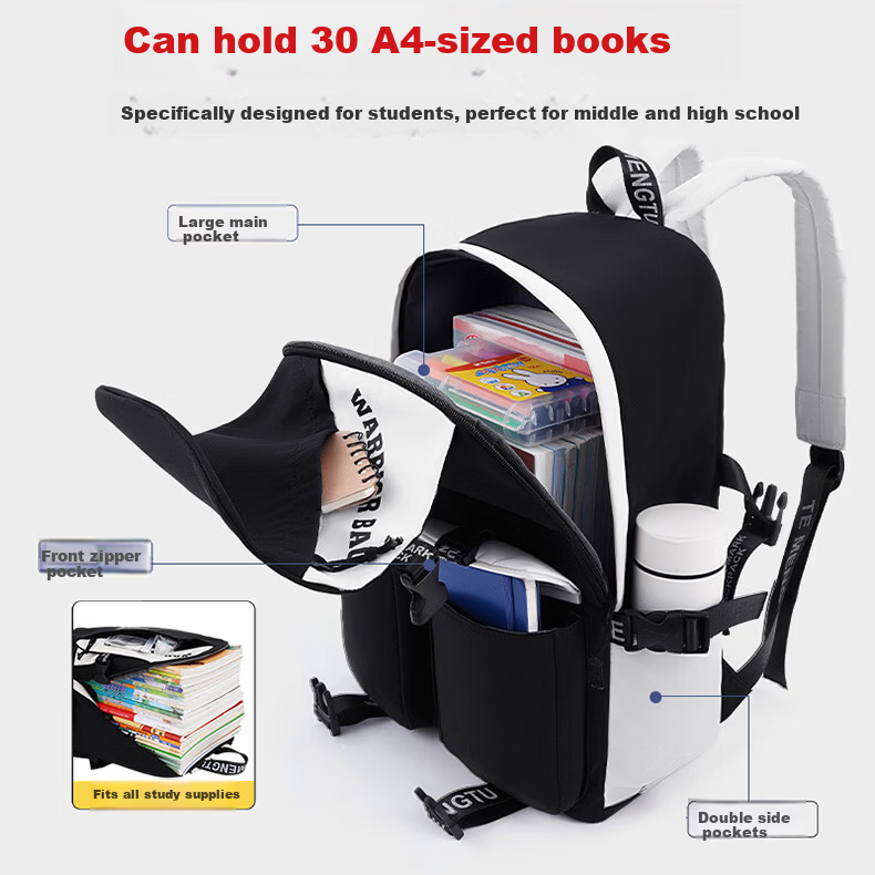 Warrior Backpack for Middle and High School Students, Large Capacity Lightweight Stylish College Student Laptop Backpack for Men and Women 10