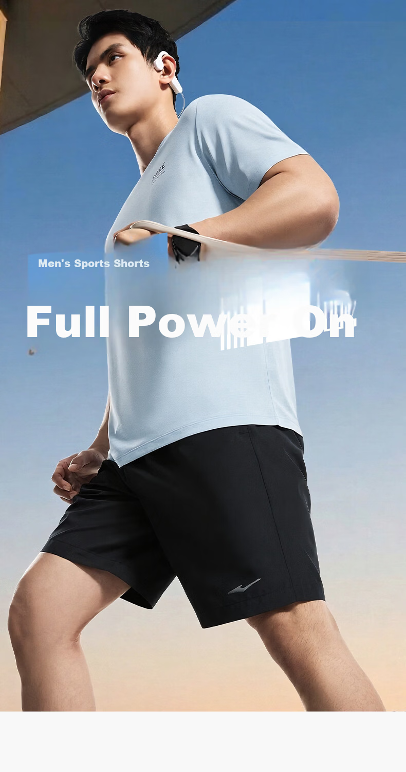 ERKE Men's Summer Sports Shorts Five-Point Ice Cooling Breathable Moisture-Wicking Quick-Dry Woven Training Running Casual Pants 1