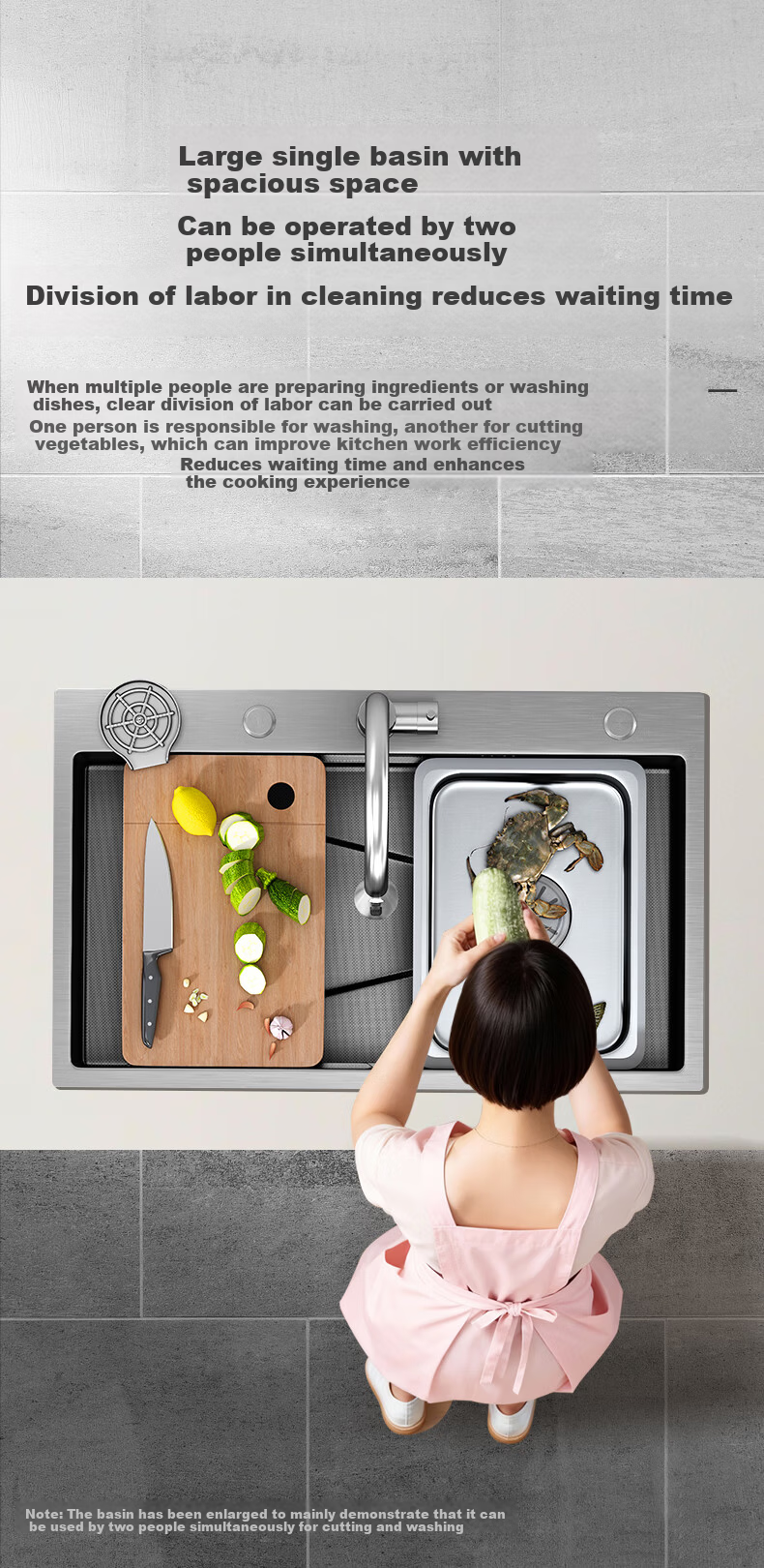 Haier 5.0 Kitchen Sink Nano Large Single Bowl Multifunctional Dishwasher Integrated Basin 304 Stainless Steel Pop-up Drain Vegetable Washing Basin 17