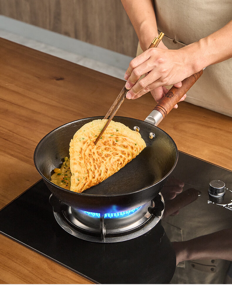 Wang Yuan Ji Cast Iron Deep Frying Pan Non-Coated Stir-Fry Skillet Induction Gas Stove Non-Stick Small Iron Pan 26cm 8