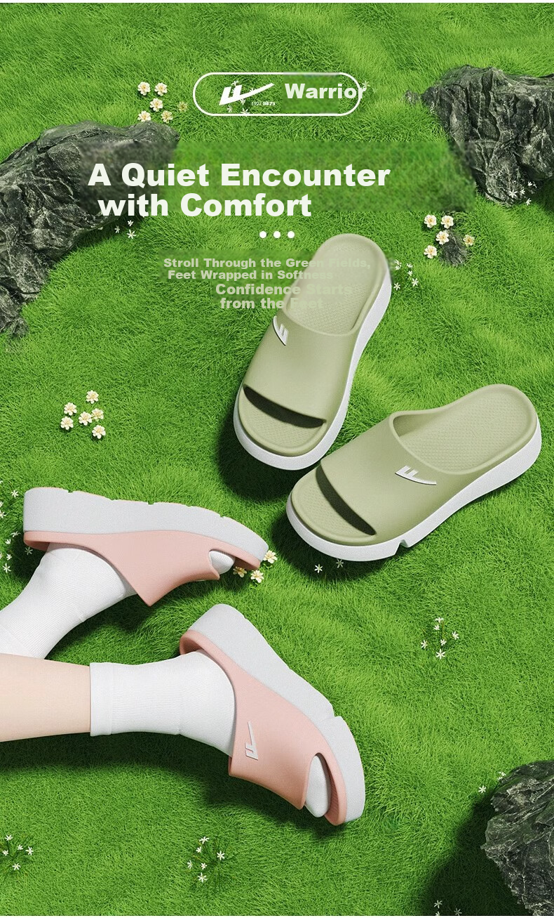 Warrior Thick Sole Women's EVA Non-Slip Home Bathroom Slippers Outdoor Wear Resistant Beach Shoes Avocado Green Size 36-37 3