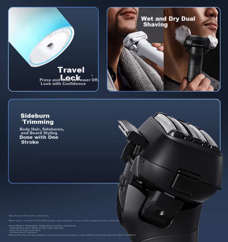 Panasonic [Mid-Autumn Festival Gift] Electric Shaver, Self-Operated Large Hammer Five Blades Head, Reciprocating Men's Birthday Gift Box for Boyfriend Or Father, LM51 White 8