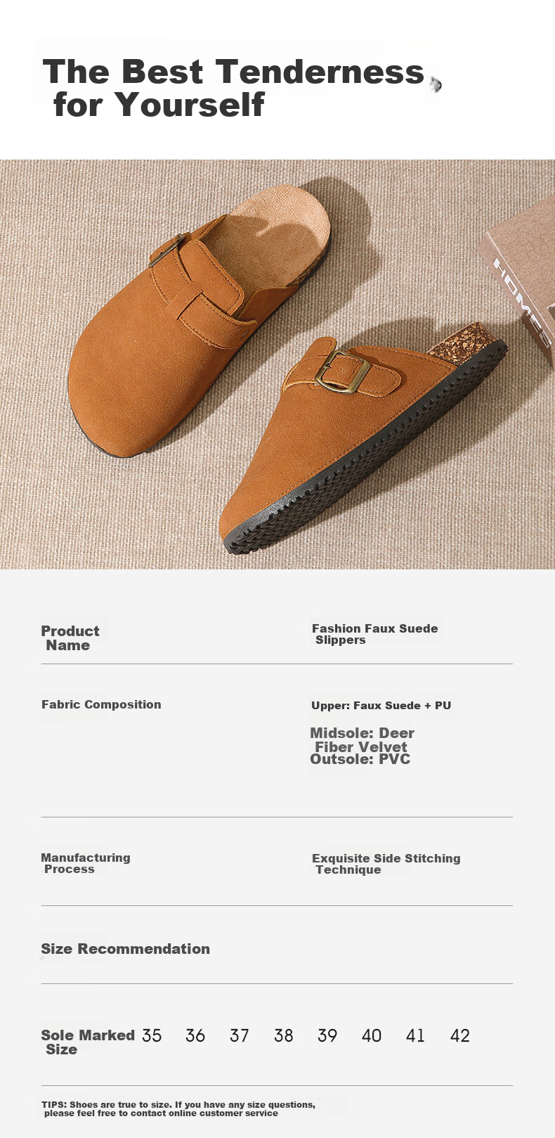 YUZHAOLIN Spring Summer Autumn Women's Birkenstock Style Faux Leather Slip-On Mules YF002 9