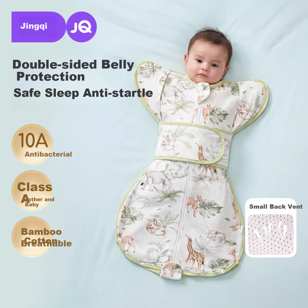 JOYNCLEON Newborn Baby Sleeping Bag Anti-Startle Swaddle Pure Cotton Kick-Proof Blanket Green L Jsd195963
