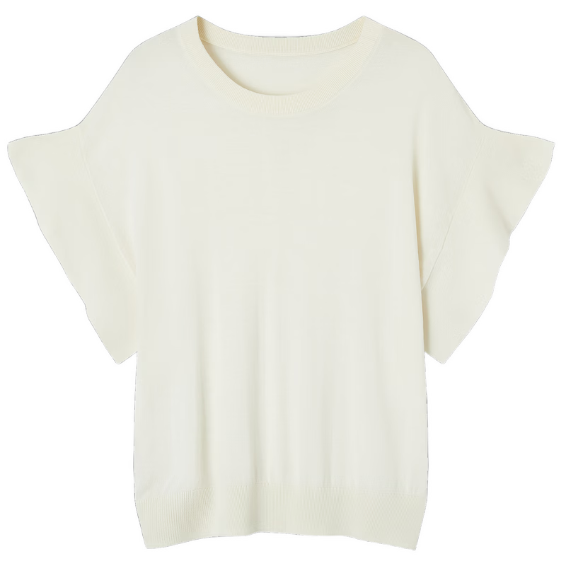 Demana Summer Cloud Soft Breathable Raglan Sleeve Knit Top with Mulberry Silk/Cotton, Elegant Hem Sweater for Women