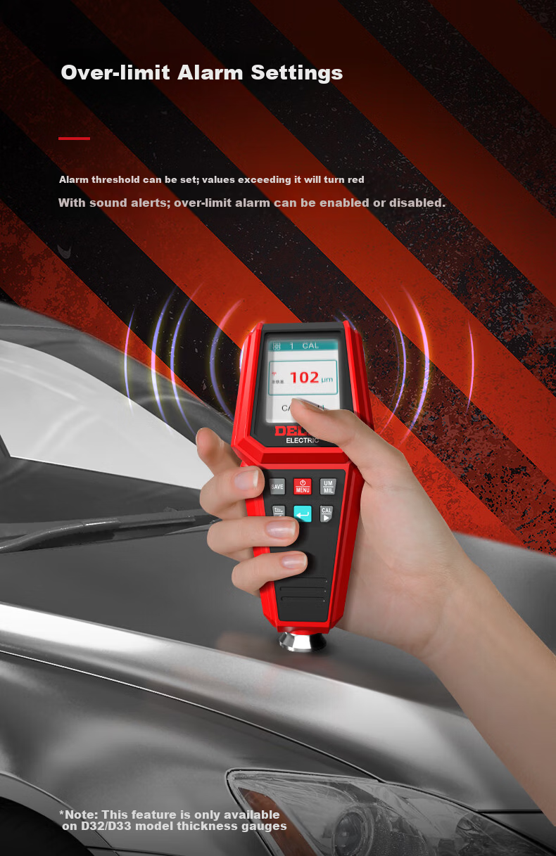DELIXI ELECTRIC Digital Coating Thickness Gauge Automotive Paint Film Thickness Tester DTG D33 10
