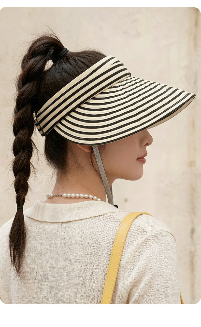 FitonTon Women's Summer Sun Protection Hat Open Top Breathable UV Protection Travel Striped Sun Hat 6