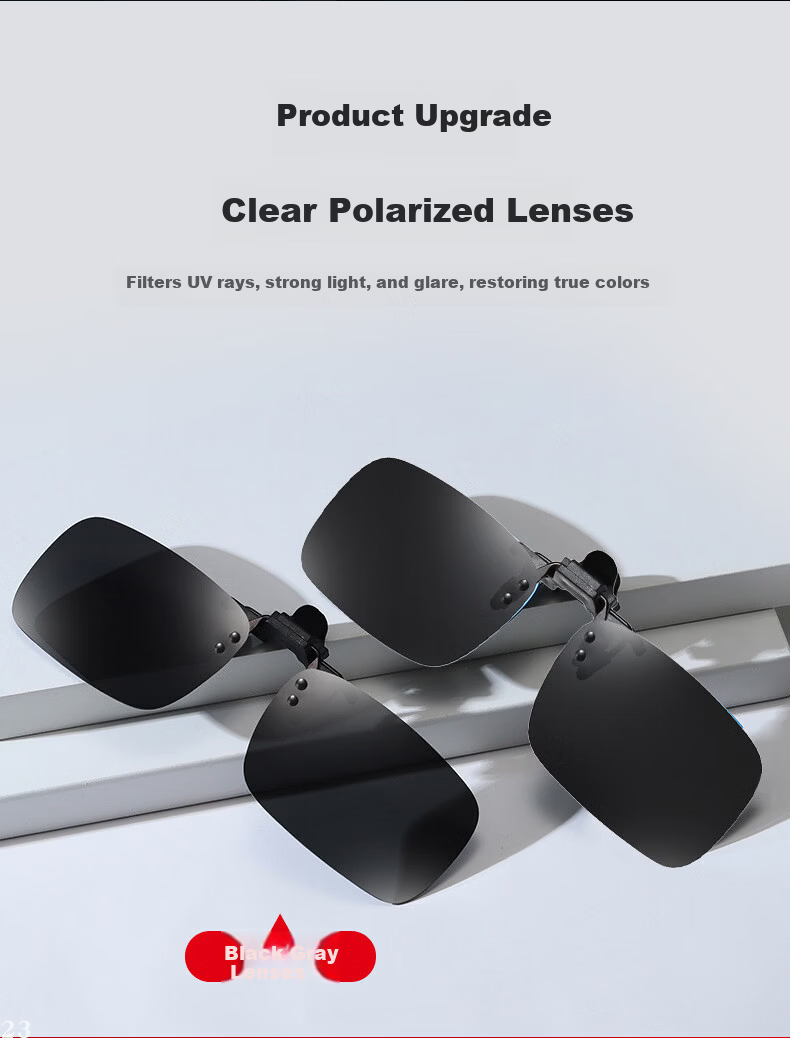 Liangshihui Polarized Clip-On Sunglasses Photochromic Clip-On Ultra-Light Clip-On for Prescription Glasses Round 3