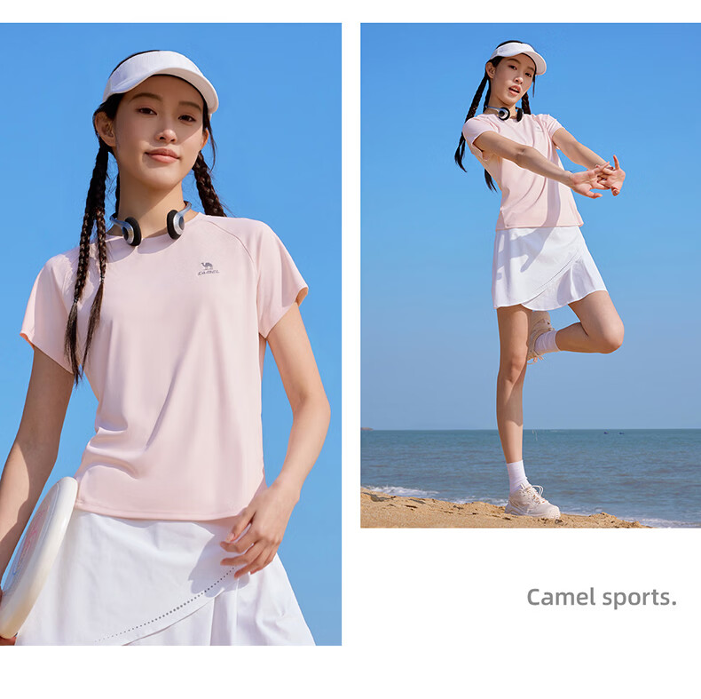CAMEL Quick-Dry Sports T-Shirt Men Cooling Sun Protection Running Short Sleeve Top C16BAVL6021 Cold Moon Gray L 30