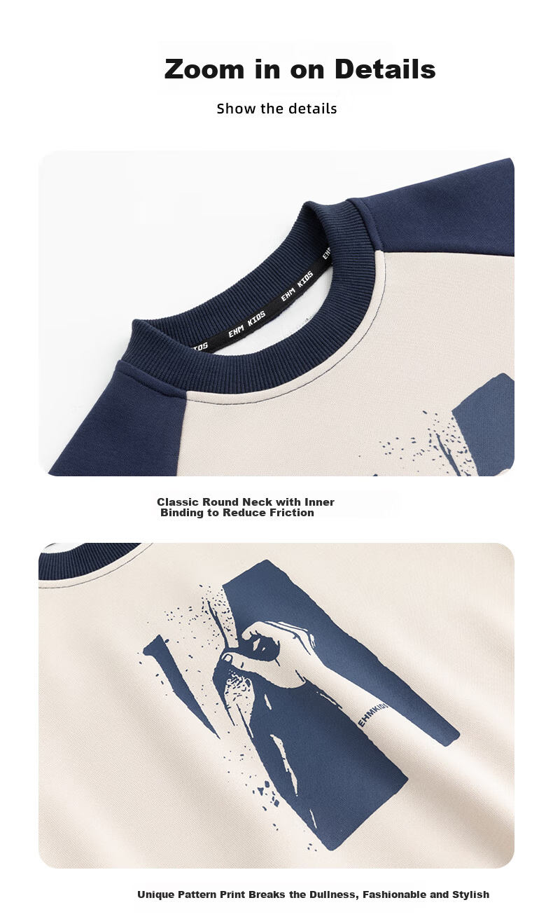 Little Elephant Ham Boys' Sweatshirt Crew Neck Spring Autumn Base Shirt 2026 New Style Top for Older Kids Coffee Color 160 cm 8