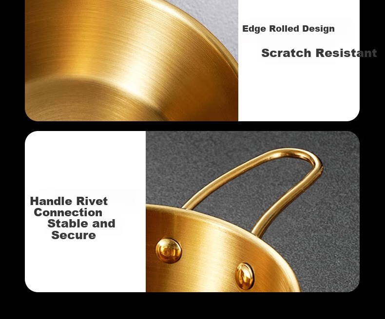 Edo 304 Stainless Steel Bowl Soup Bowl Rice Bowl Cooking Bowl Baby Food Bowl Korean Style Yellow Wine Rice Wine Bowl Gold 12cm 15
