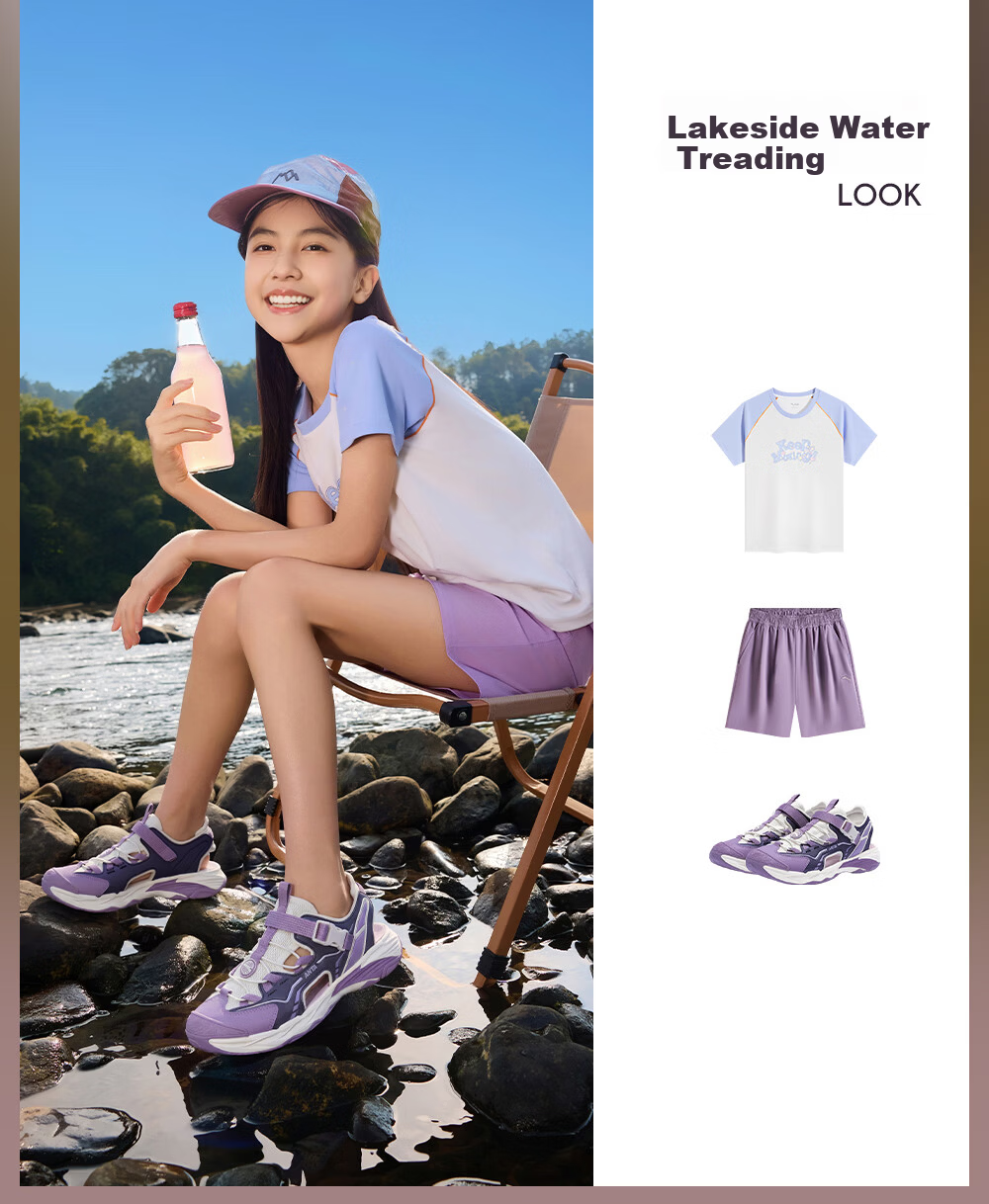 Anta Kids Girls Summer 2026 Breathable Non-Slip Outdoor Closed-Toe Sandals A22626924 6
