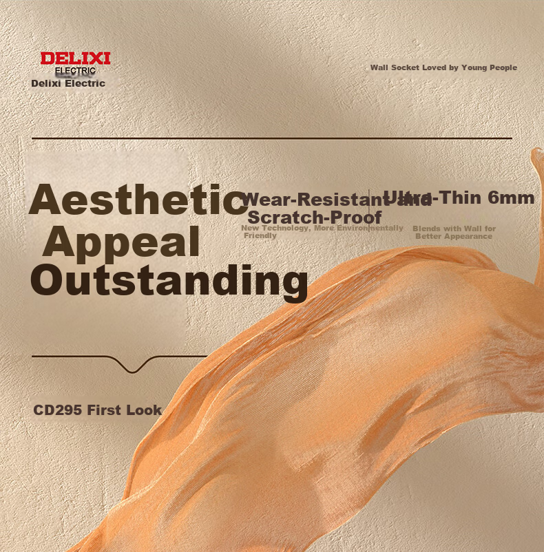 DELIXI Switch Socket CD295 Ultra-thin Matte Frosted Large Panel 86 Type Concealed Silver Osmanthus Yellow Angled Five-hole 10 Pack 4