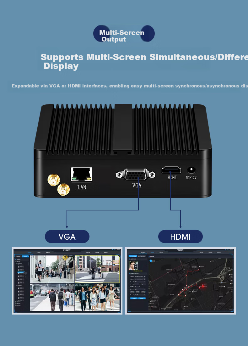 Xinchuang Cloud Mini PC Micro Industrial Control Embedded Fully Enclosed Mini Desktop Business Office Portable Desktop 4GB RAM + SSD MSATA Mini 128GB Hard Drive 9