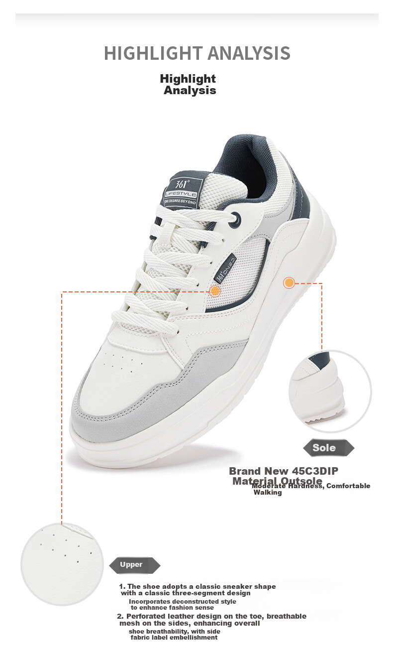 361° Men's Sports Shoes Breathable Thick Sole Casual Sneakers Spring Summer New Model 672616609-2 2