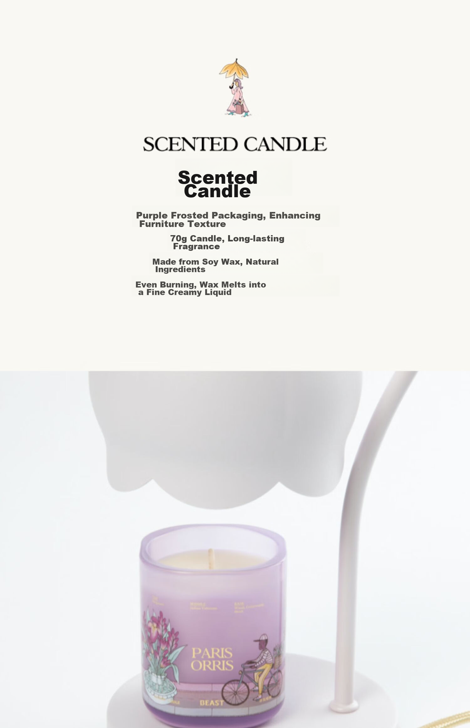 THE BEAST Osmanthus Oolong Lily of The Valley Scented Candle Gift Set with Wax Melting Lamp, Mid-Autumn Festival And Birthday Gift 6