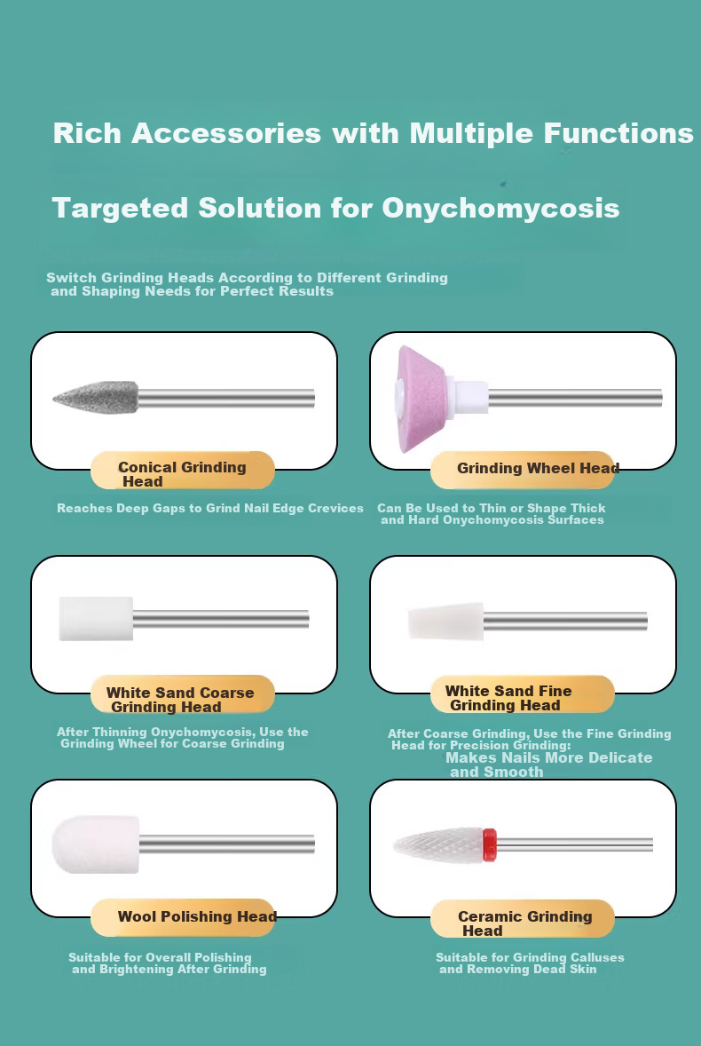 NHGAD Electric Nail Grinder for Onychomycosis Removal Nail Polishing Machine Electric Nail File with Medication Application 8