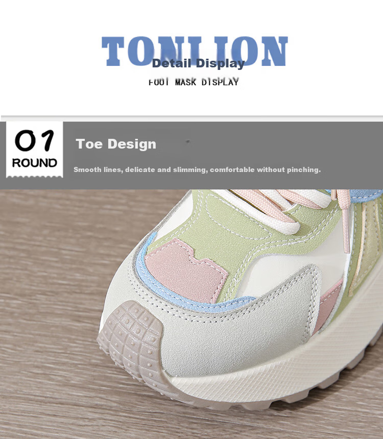 TonLion Women's Dad Sneakers 2026 Summer Height Increasing Thick Sole Casual Sports Shoes Pink Size 37 3
