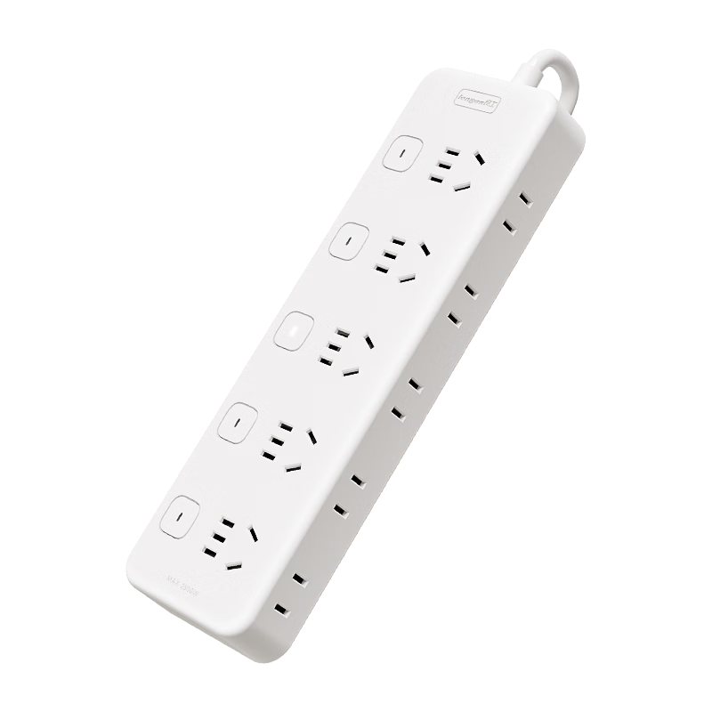 Lengon Safety Power Strip, 10 Outlets with Control Switch, 1.8 Meters, Power Bar/Extension Cord/Surge Protector for Dormitory, Home, Office Use M355-1.8