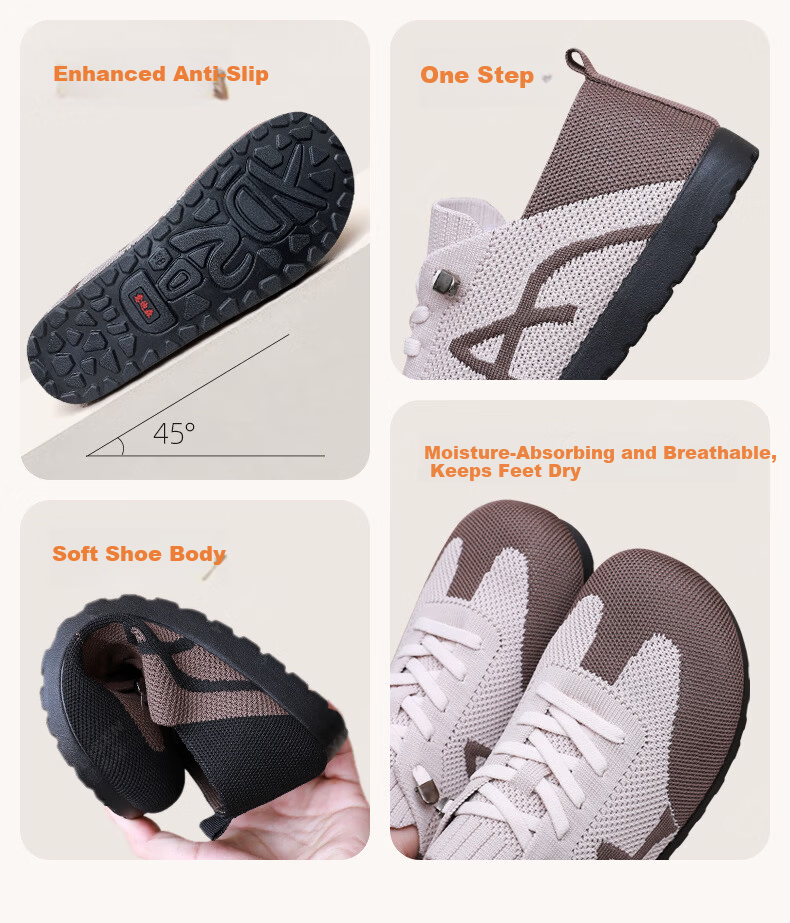 Edison Spring Flyknit Soft Sole Casual German Training Shoes for Women, Breathable, Non-slip, Comfortable Walking, Milk Coffee Color, Size 35 15