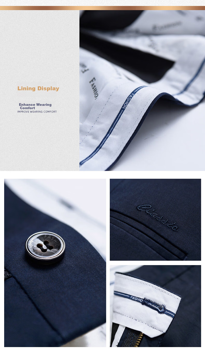 Romon High-End Men's Casual Pants Spring Autumn Loose Straight Business Trousers Middle-Aged Long Pants Royal Blue 28 6