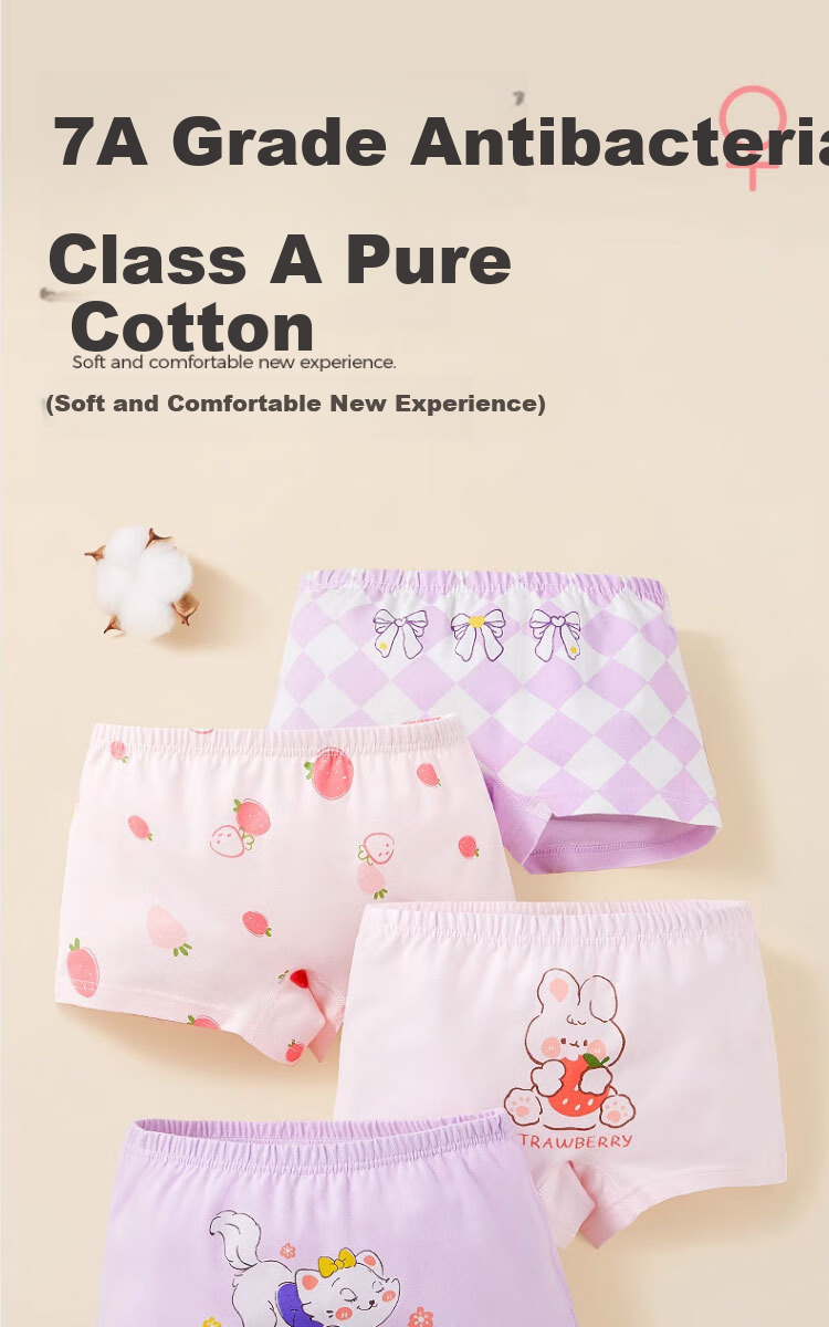 Aibedila Children's Breathable Soft Cotton Boxer Shorts for Girls, Mid to Large Kids, Four-Season Use 1