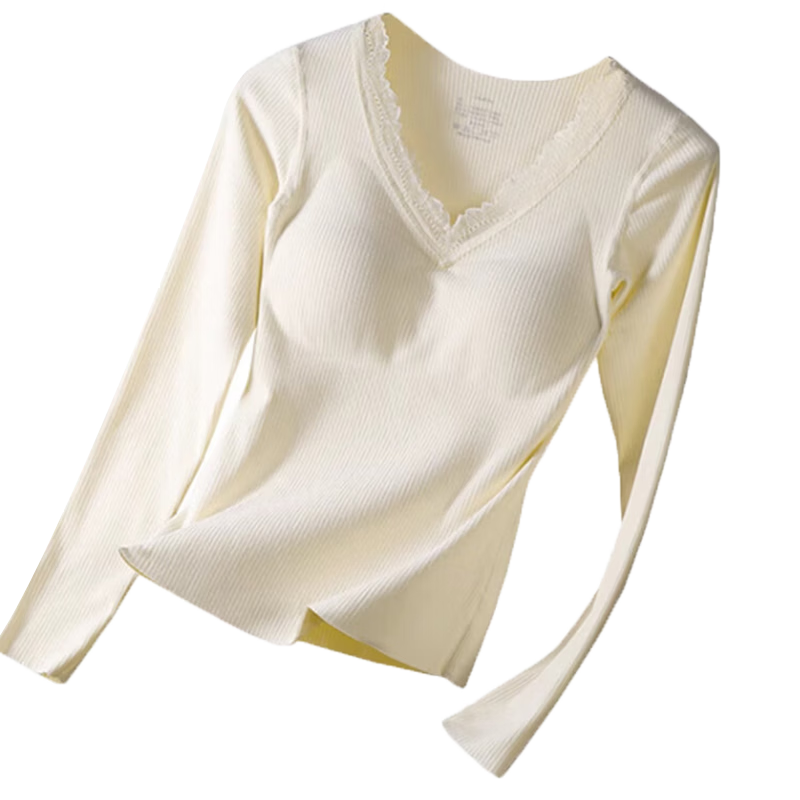 Miiow Wool and Silk Base Shirt with Built-in Bra Pads Thermal Underwear for Women