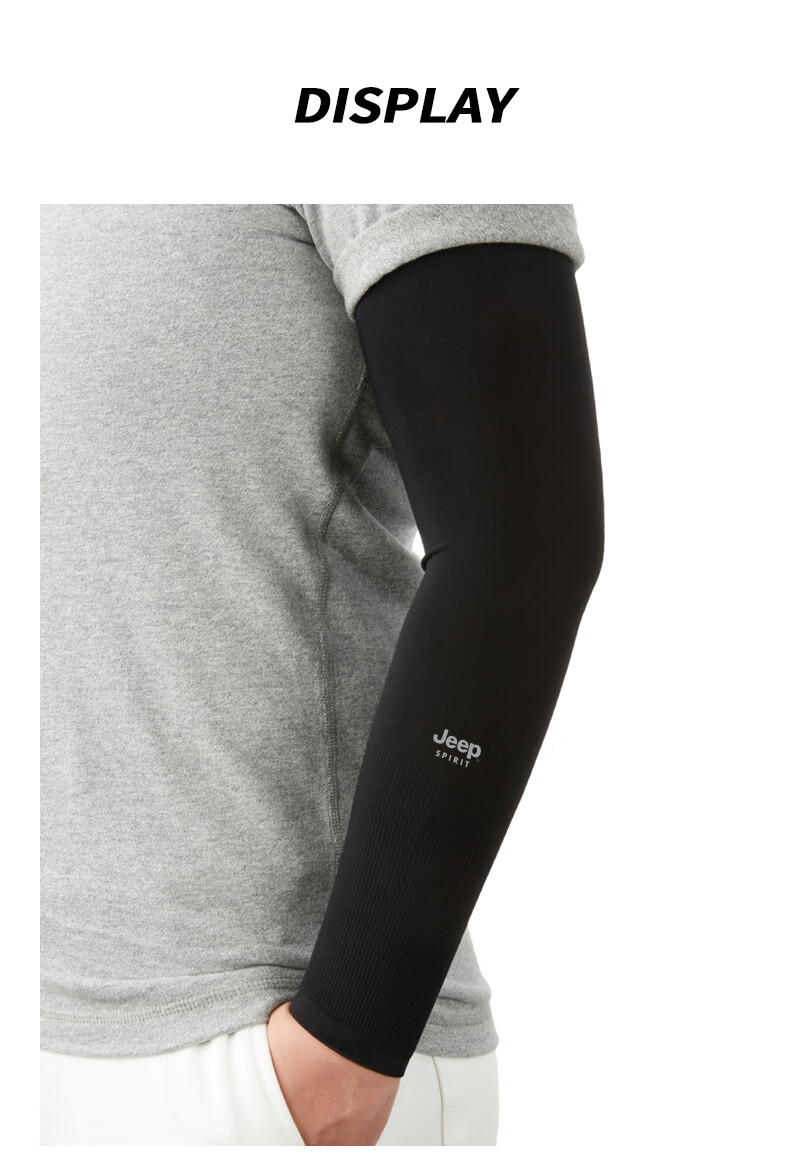 JEEP SPIRIT Jeep Sun Protection Ice Sleeves Unisex Summer Outdoor UV Protection Arm Sleeves J60002 Black [2 Pairs] 13