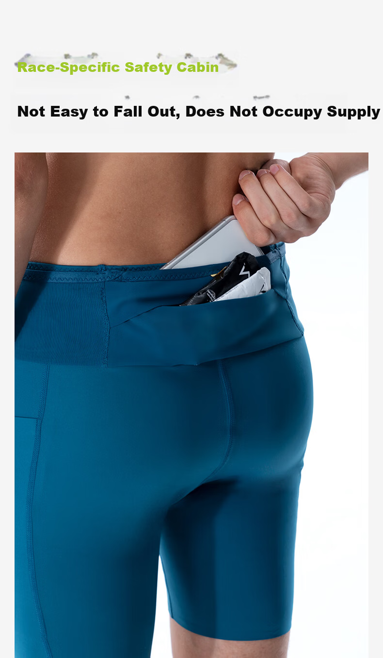 Feibit Kangaroo Pants 4.0 Men's Compression Running Tights Breathable Moisture-Wicking Marathon Lake Blue M 7