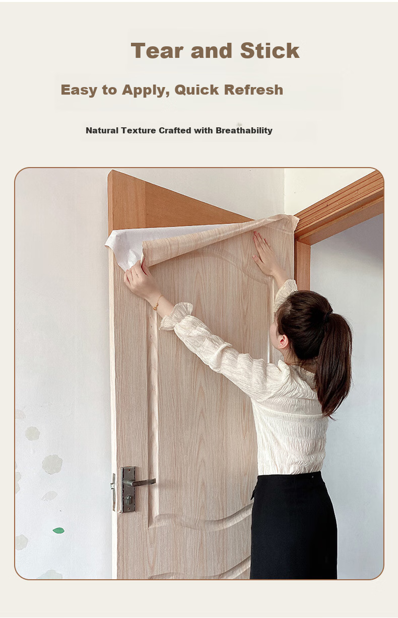 Xinuo Door Sticker Wood Door Renovation Self-Adhesive Full Door Covering Entry Door Color Change Film Renovation Old Door Full Wrap Wood Grain Sticker 5