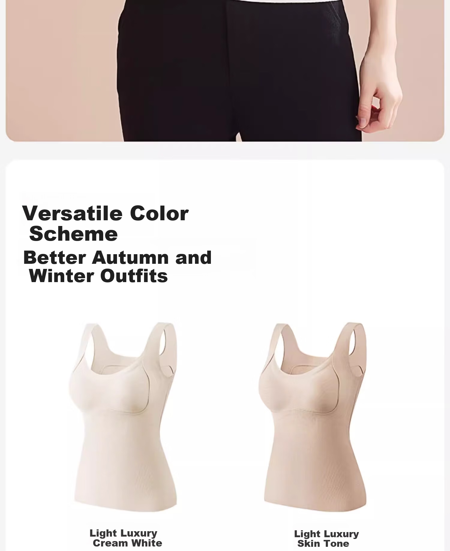 Urban Beauty Women's Thermal Camisole with Built-in Padded Bra, Fleece-Lined Seamless Autumn Winter Base Layer 17