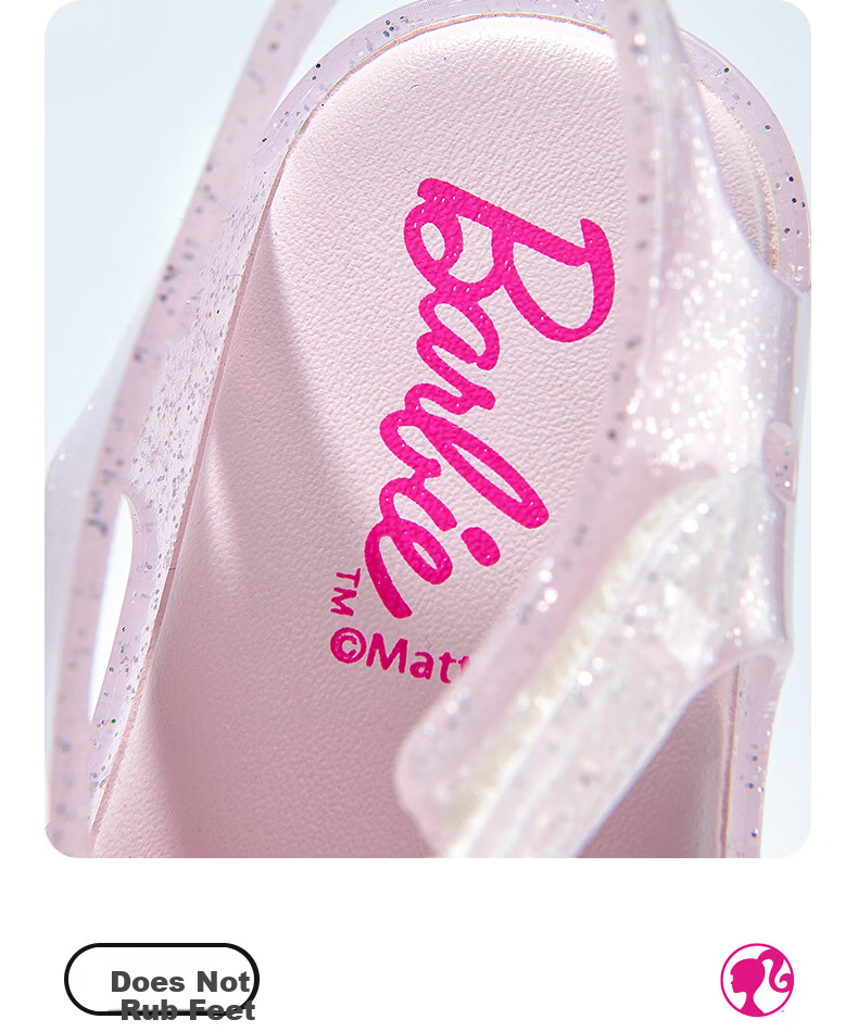 Barbie Girls' Summer Jelly Princess Outdoor Closed-Toe Sandals DA7231 Pink Size 25 4